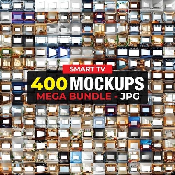 Mosaik av många smart-tv-skärmar med texten 
